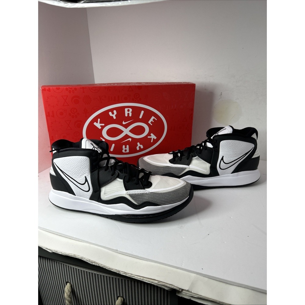 Nike Kyrie 8 Infinity White Black Basketball Shoes DO9616-100 Size 14